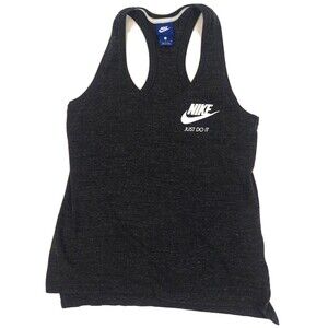 NIKE Gym Tank Top Racerback Sleeveless Charcoal Organic Cotton Athletic Shirt S